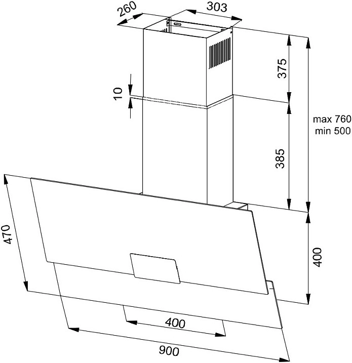 Кухонная вытяжка Korting KHC 96373 BXGN