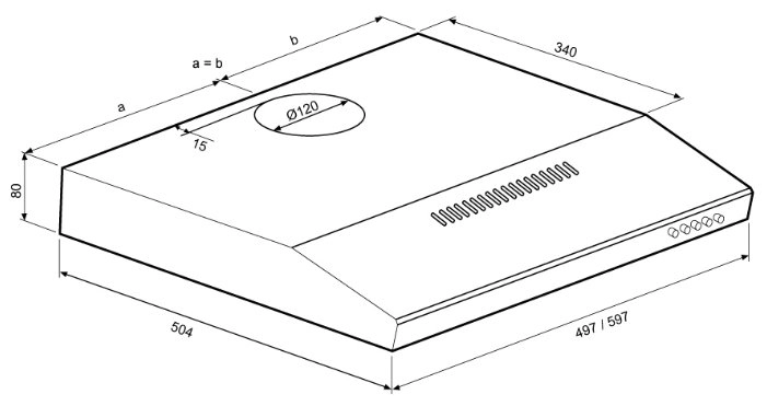 Вытяжка Krona Jessica slim 600 push button (черный)