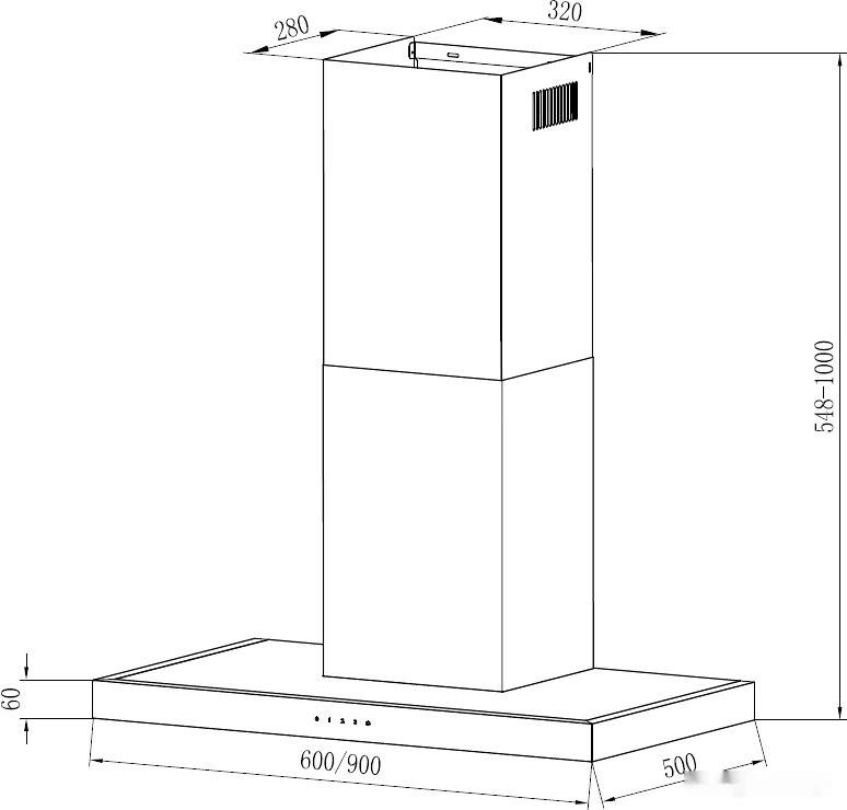 Кухонная вытяжка Krona RUT 900 inox 3P-S