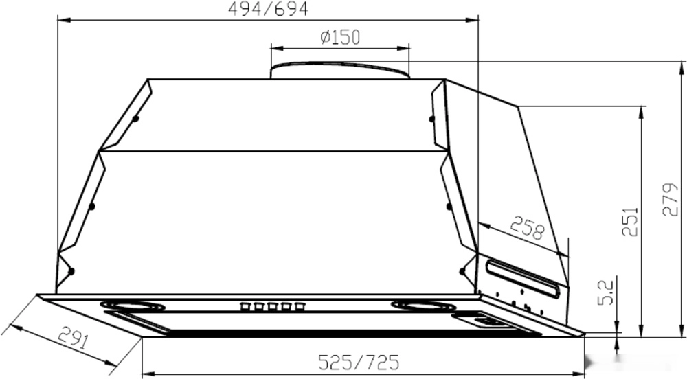 Кухонная вытяжка LEX GS Bloc P 600 (слоновая кость light)