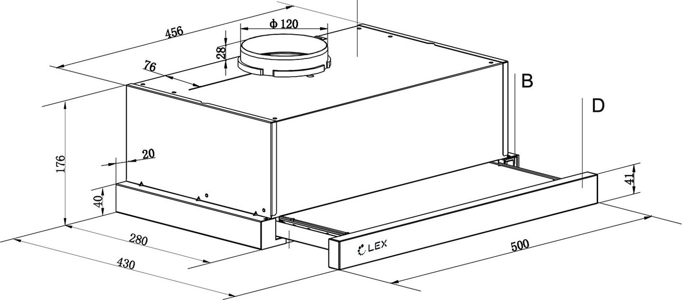 Вытяжка LEX Hide 500 (нержавеющая сталь)