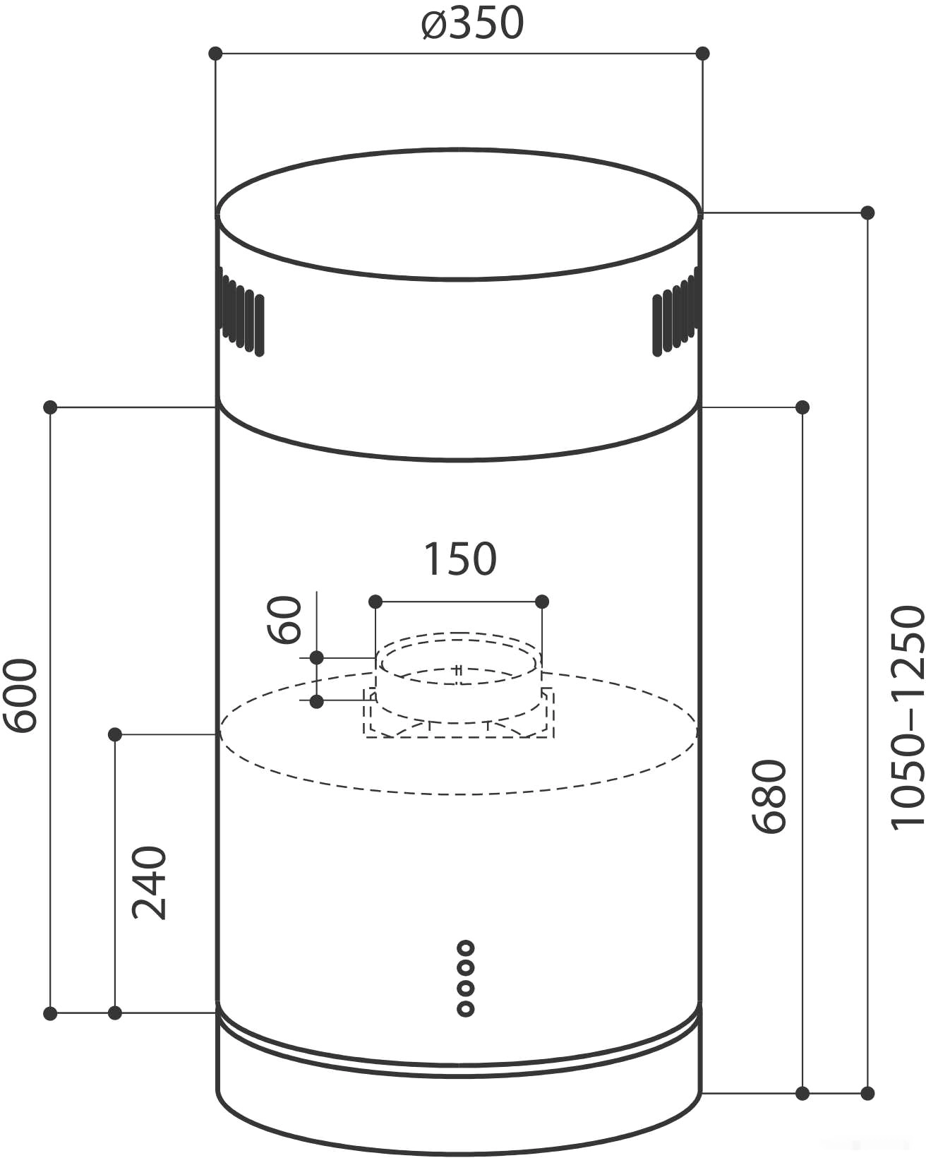 Кухонная вытяжка LEX Tubo Isola 350 (нержавеющая сталь)