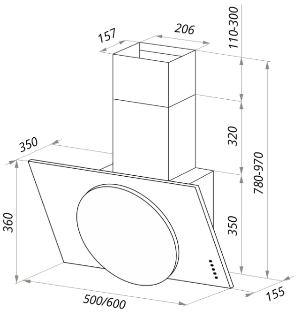 Вытяжка Maunfeld TOWER L (PUSH) 50 белый