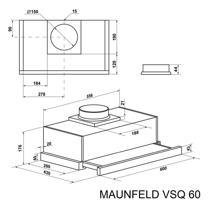 Кухонная вытяжка Maunfeld VSQ 60 (нержавеющая сталь/белое стекло)