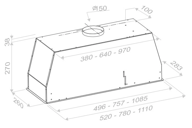 Кухонная вытяжка Pando NCR/52 Inox V.850 SEC 009131