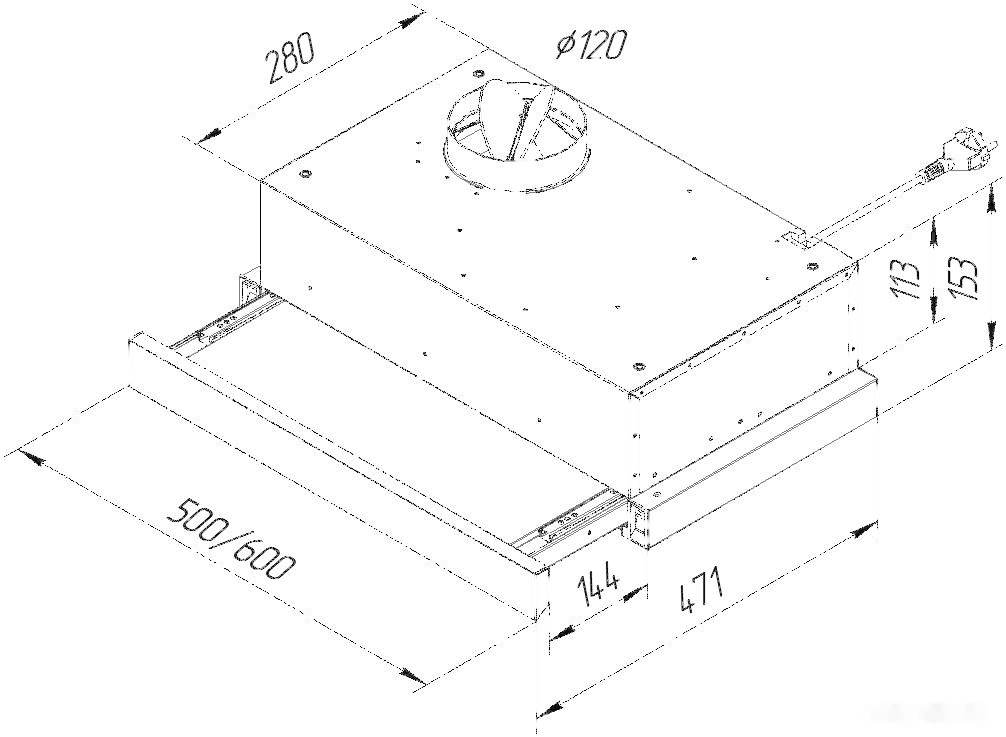 Кухонная вытяжка Pyramida TL 60 Slim BL