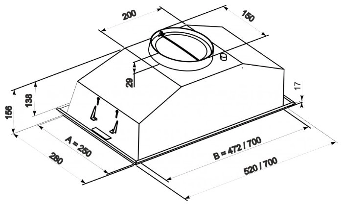 Вытяжка ZorG Technology Modul 700 52 нержавейка