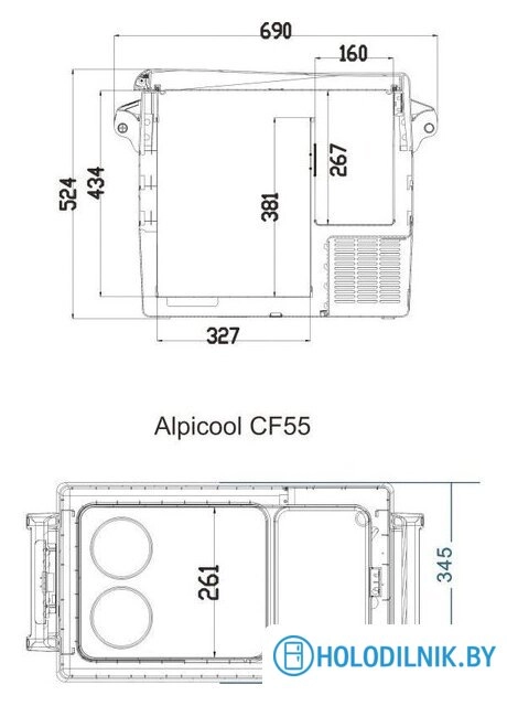 Компрессорный автохолодильник Alpicool CF55 (без адаптера 220В)