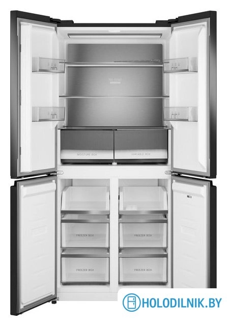 Четырёхдверный холодильник Weissgauff WCD 450 Rock Glass NoFrost Inverter