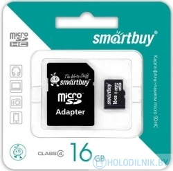 Карта памяти SmartBuy microSDHC Class 10 16GB + SD adapter